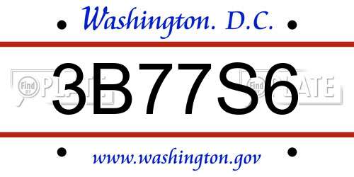 3B77S6 District Of Columbia License Plate