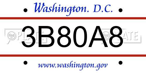 3B80A8 District Of Columbia License Plate