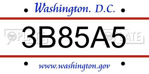 3B85A5 District Of Columbia License Plate