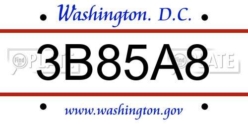 3B85A8 District Of Columbia License Plate