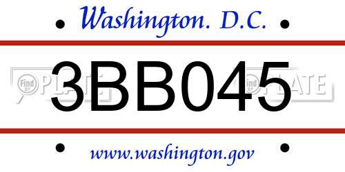 3BB045 District Of Columbia License Plate