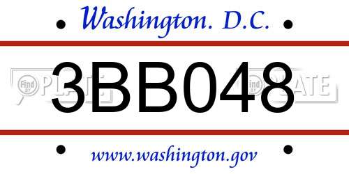 3BB048 District Of Columbia License Plate