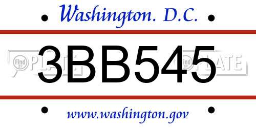 3BB545 District Of Columbia License Plate