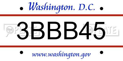 3BBB45 District Of Columbia License Plate