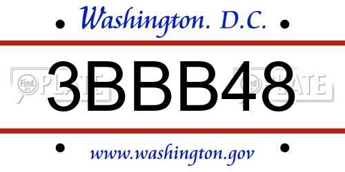 3BBB48 District Of Columbia License Plate