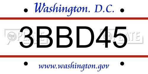 3BBD45 District Of Columbia License Plate