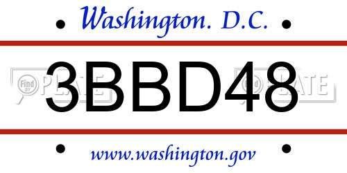 3BBD48 District Of Columbia License Plate