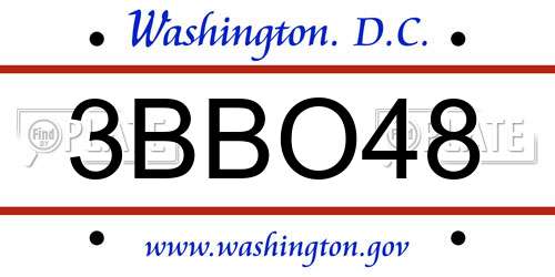 3BBO48 District Of Columbia License Plate