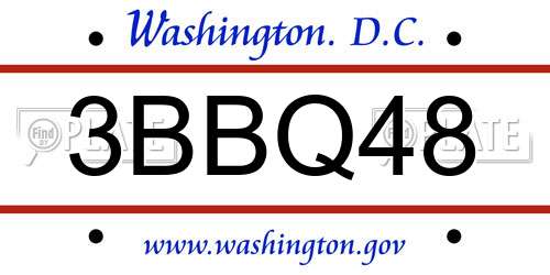 3BBQ48 District Of Columbia License Plate