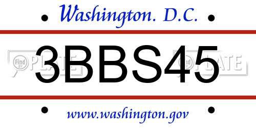 3BBS45 District Of Columbia License Plate