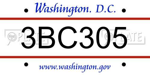 3BC305 District Of Columbia License Plate