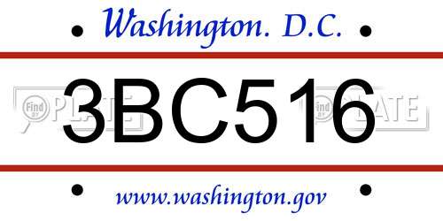 3BC516 District Of Columbia License Plate