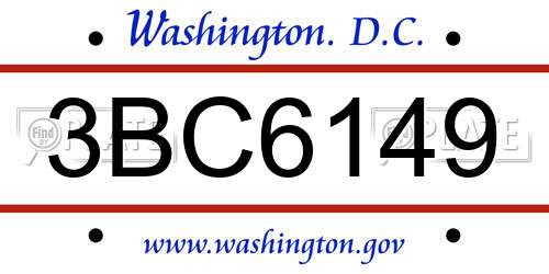 3BC6149 District Of Columbia License Plate