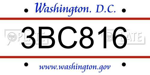 3BC816 District Of Columbia License Plate