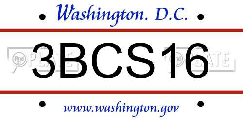 3BCS16 District Of Columbia License Plate