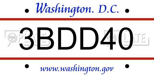 3BDD40 District Of Columbia License Plate