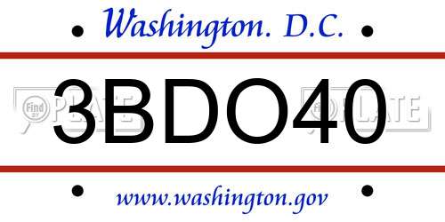 3BDO40 District Of Columbia License Plate
