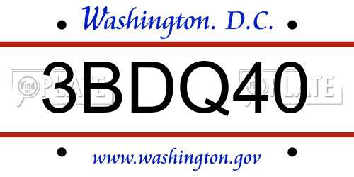 3BDQ40 District Of Columbia License Plate