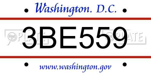 3BE559 District Of Columbia License Plate