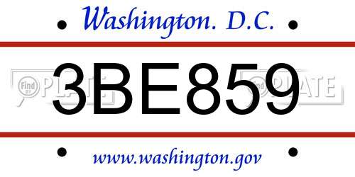 3BE859 District Of Columbia License Plate