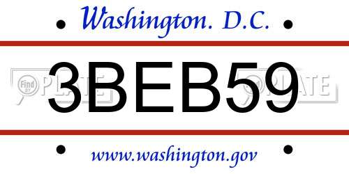 3BEB59 District Of Columbia License Plate