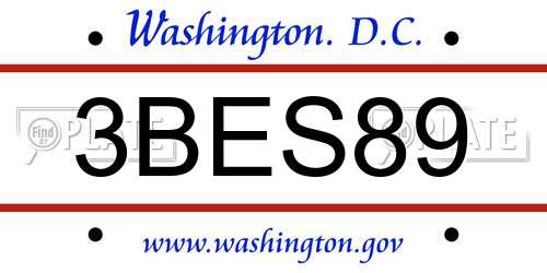 3BES89 District Of Columbia License Plate