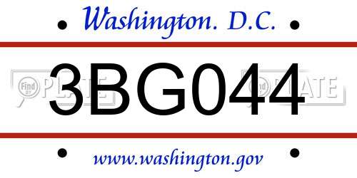 3BG044 District Of Columbia License Plate