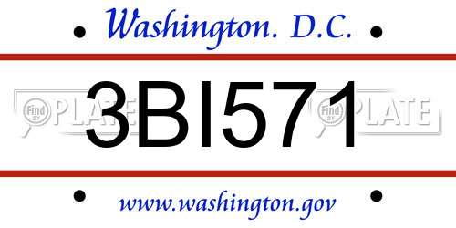 3BI571 District Of Columbia License Plate