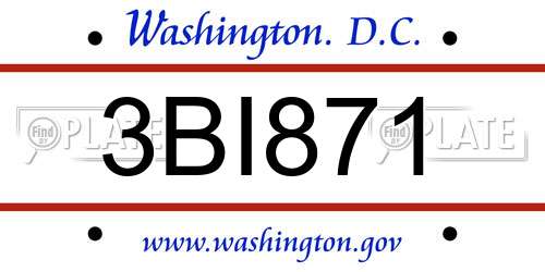 3BI871 District Of Columbia License Plate
