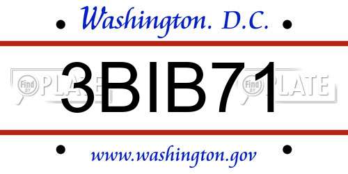 3BIB71 District Of Columbia License Plate