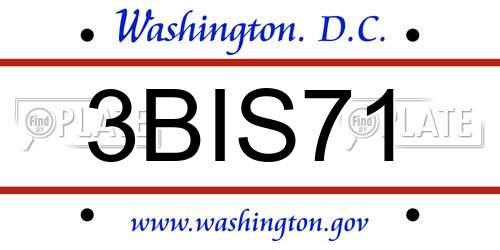 3BIS71 District Of Columbia License Plate