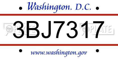 3BJ7317 District Of Columbia License Plate
