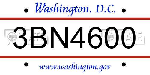 3BN4600 District Of Columbia License Plate