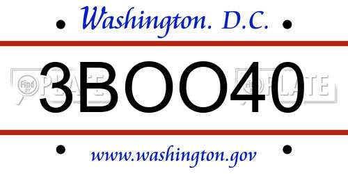 3BOO40 District Of Columbia License Plate