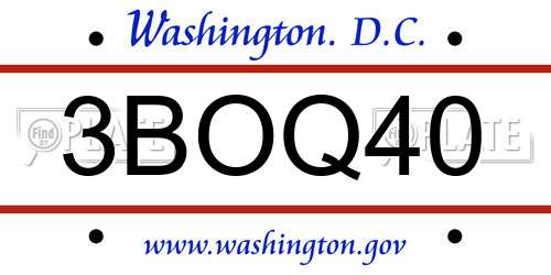 3BOQ40 District Of Columbia License Plate