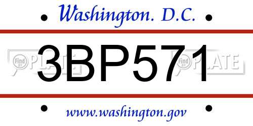 3BP571 District Of Columbia License Plate