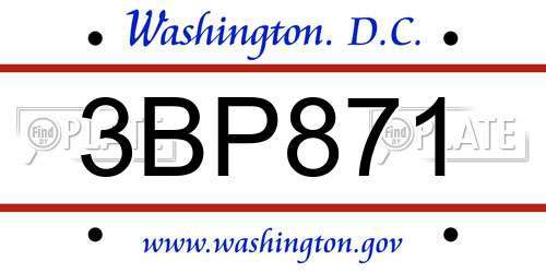 3BP871 District Of Columbia License Plate
