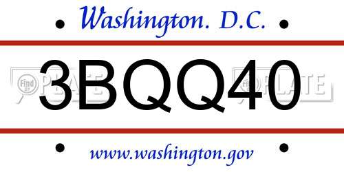 3BQQ40 District Of Columbia License Plate
