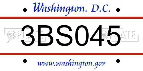 3BS045 District Of Columbia License Plate