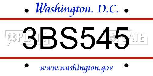 3BS545 District Of Columbia License Plate