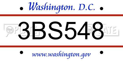 3BS548 District Of Columbia License Plate