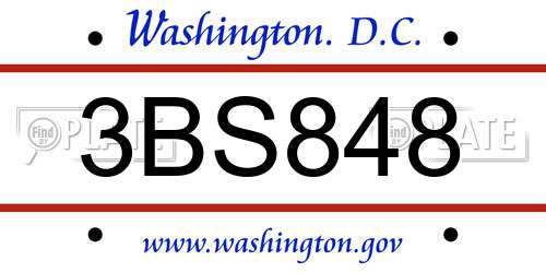3BS848 District Of Columbia License Plate