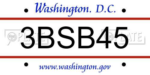3BSB45 District Of Columbia License Plate