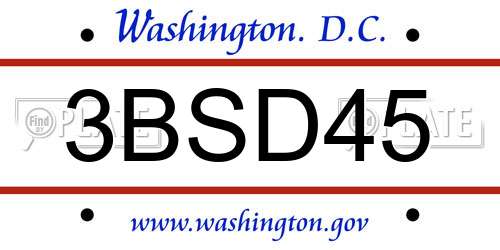 3BSD45 District Of Columbia License Plate