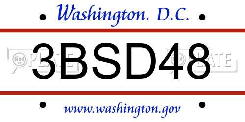 3BSD48 District Of Columbia License Plate