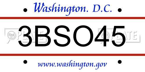 3BSO45 District Of Columbia License Plate