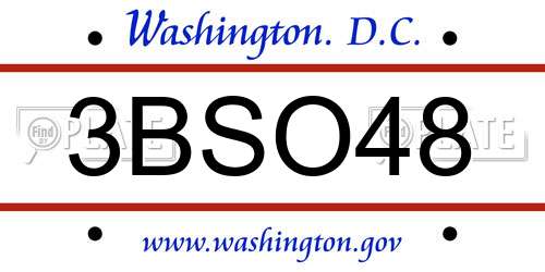 3BSO48 District Of Columbia License Plate
