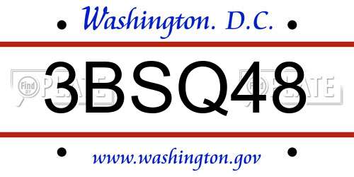 3BSQ48 District Of Columbia License Plate