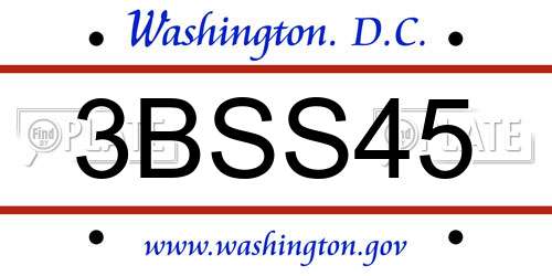 3BSS45 District Of Columbia License Plate