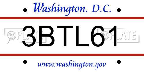 3BTL61 District Of Columbia License Plate